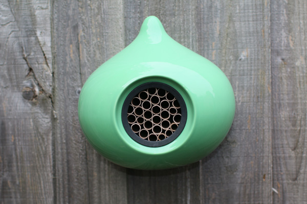 beepalaces come in a variety of colours and can easily be fixed to a wall or a fence to make your garden look more colourful as well as providing a nesting space for solitary bees.
